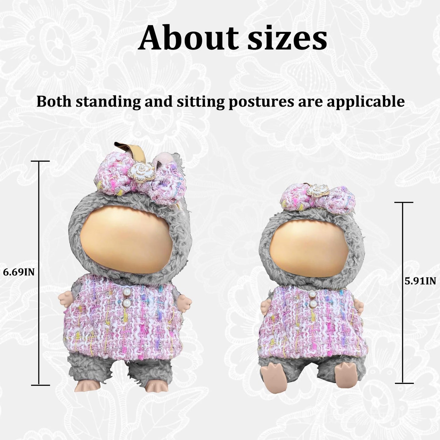17cm Doll Clothes Set(NO Doll) - Cute Knit Sweater & Handcrafted Crochet Skirt  Soft Stretch Fabric Costume Accessories Kawaii Bow Dresses Suit