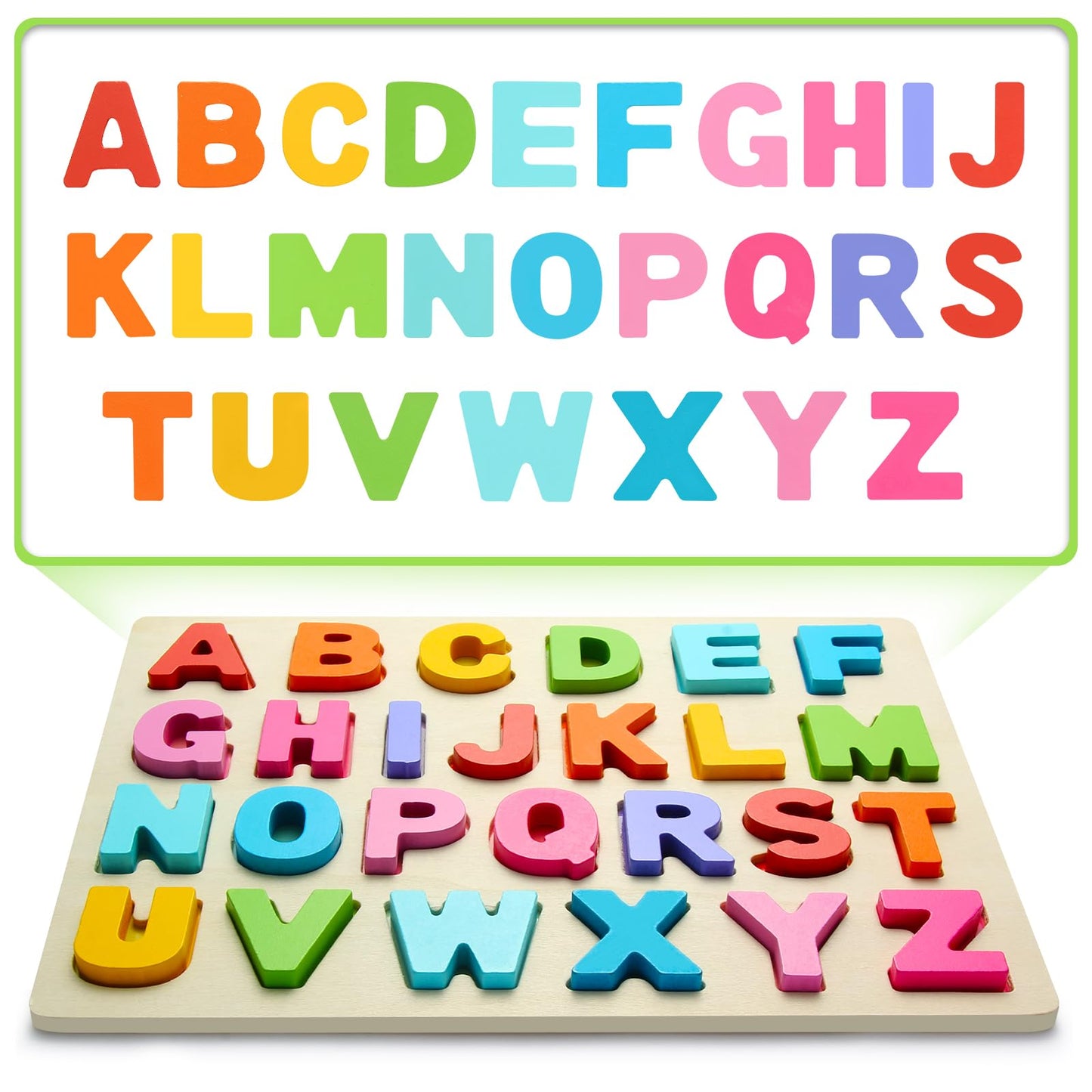 Wooden Puzzles for Toddlers  ABC Alphabet Puzzle  Learning Toys  Preschool Learning Activities  Preschool Educational Toddler Puzzle for Gift Set