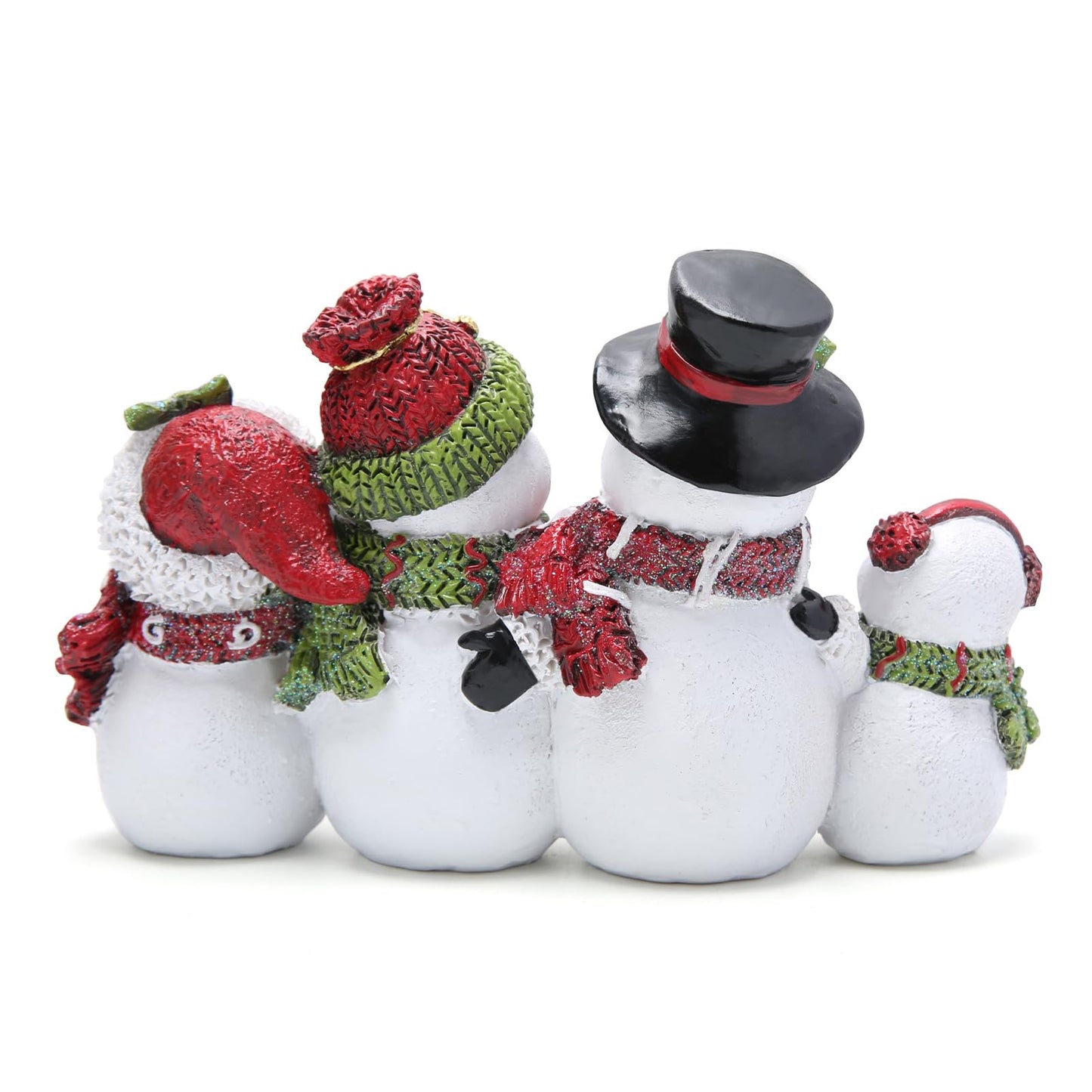 Hodao 7.75'' Christmas Snowman Family Decorations - Handmade Snowman Figurines For Xmas Decor & Party