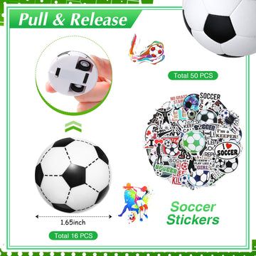 Aoriher 162 Pcs Soccer Party Favors, Soccer Party Gift Goodie Bag Fillers Foam Soccer Balls Tattoo Stickers Keychains Sticker Ch