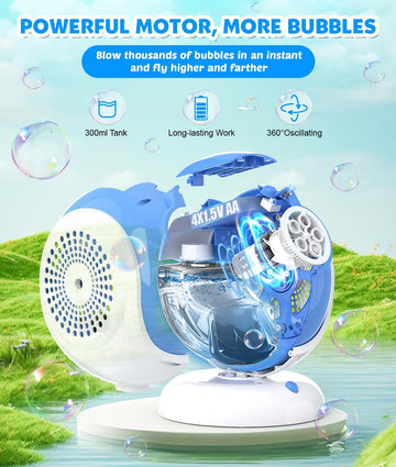 Joyfuture Bubble Machine - Automatic Bubble Blower For Kids, Toddlers - Toys Gifts For Boys Ages 3+ Year Old, Include Bubble Sol