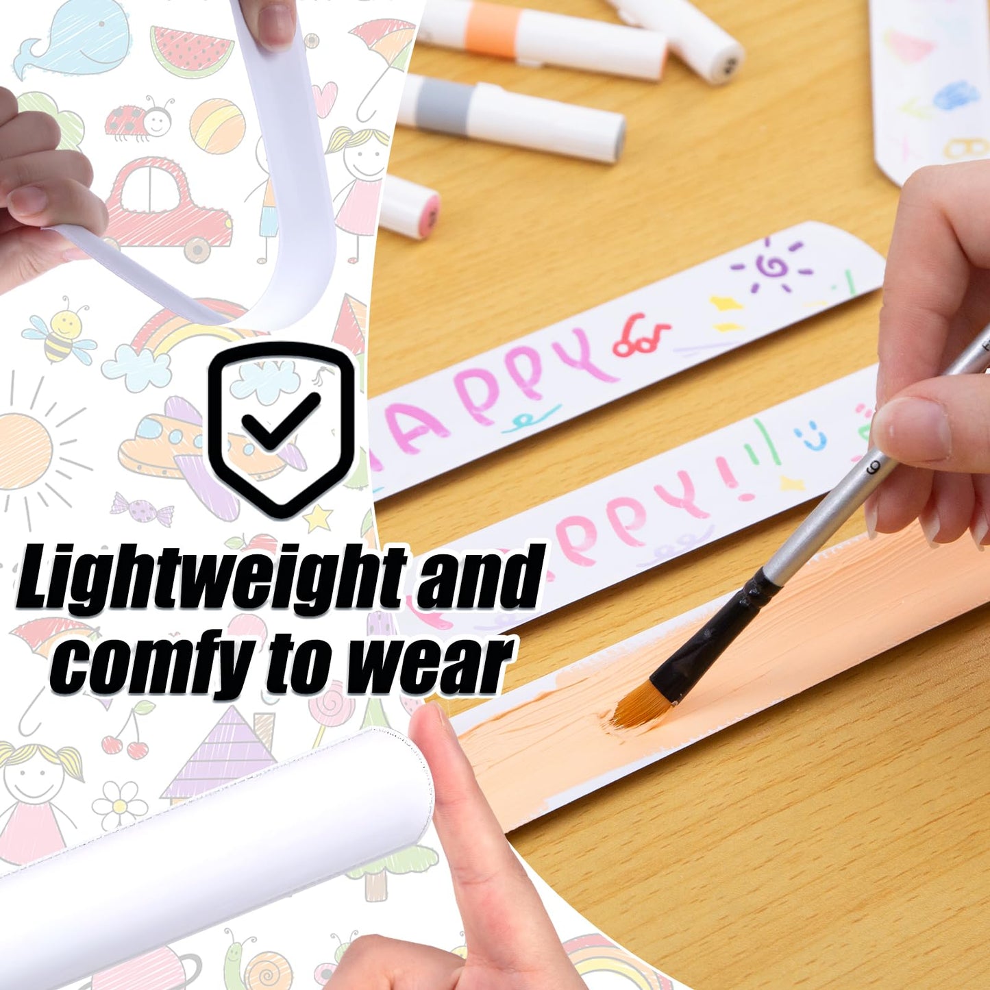 MCPINKY 64PCS Slap Bracelets White, Blank Snap Bands Party Slap Bracelets DIY Wrist Bands for Kids Birthday Party Favors School
