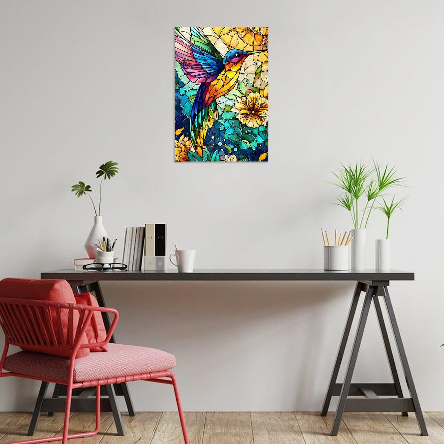 Great Jigsaw Puzzles for mature-themeds 300 Pieces Stained Glass Hummingbird Puzzles for mature-themeds Toys Gift Family Decoration Kids Puzzle