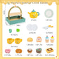 Masonbaby Tea Party Set,Tea Sets for Toddlers 3-5,Kids Tea Set with Dessert Cookies & Cake Stand, Non-Toxic Wooden Tea Party Set