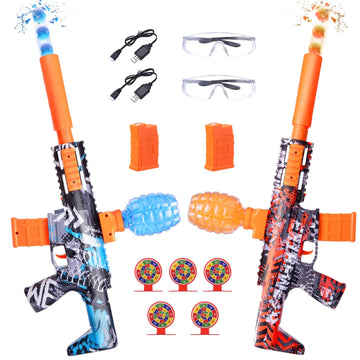 2 Pack Splatter Blasters, Full Auto Splat Blaster Toy Kits, 50000+, 10 Rs Per Seconds, 600 Hopper, Outdoor Team Game Activities