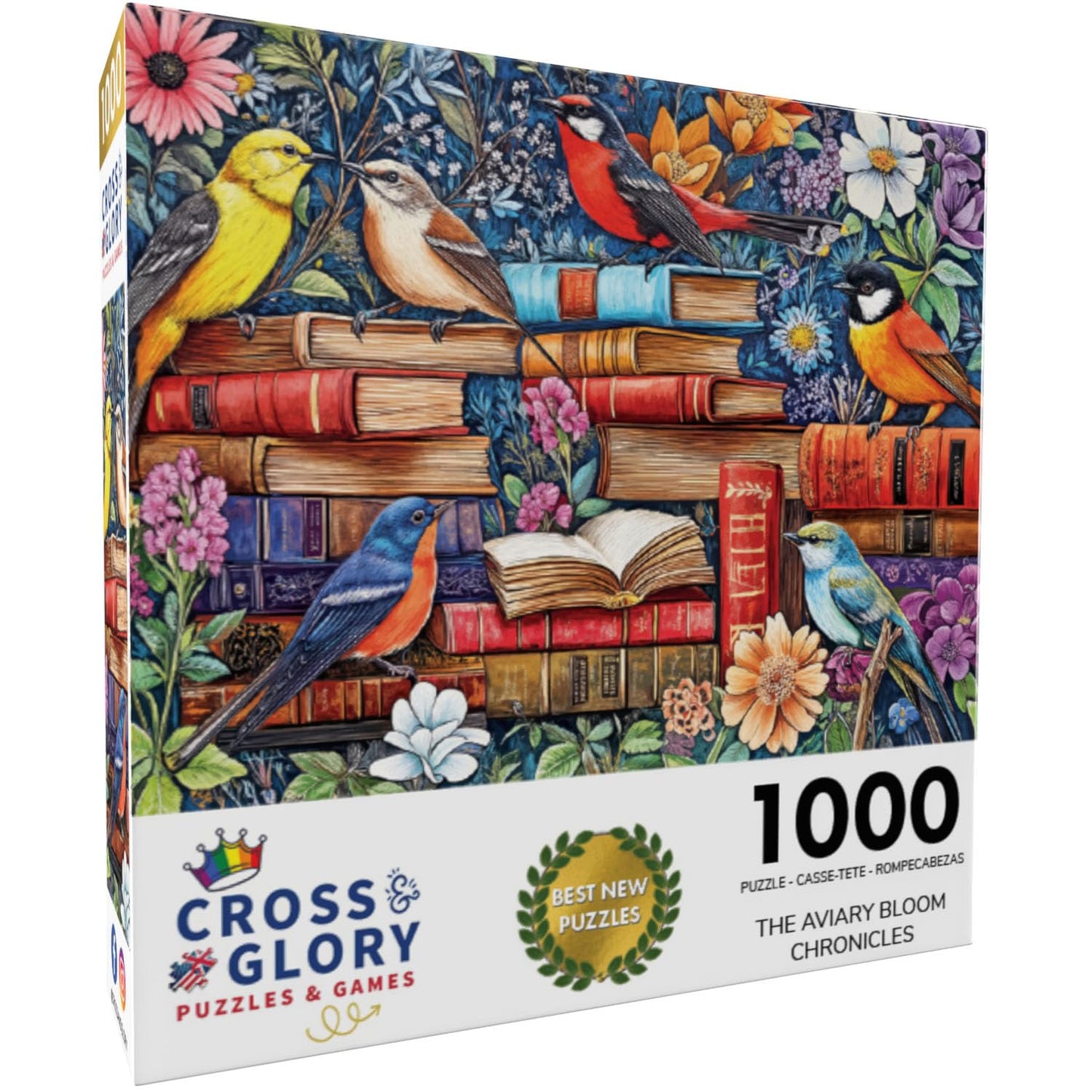 Cross & Glory - The Aviary Bloom Chronicles - 1000 Piece Jigsaw Puzzle For Adults | Stunning Bird And Floral Artwork | Challengi