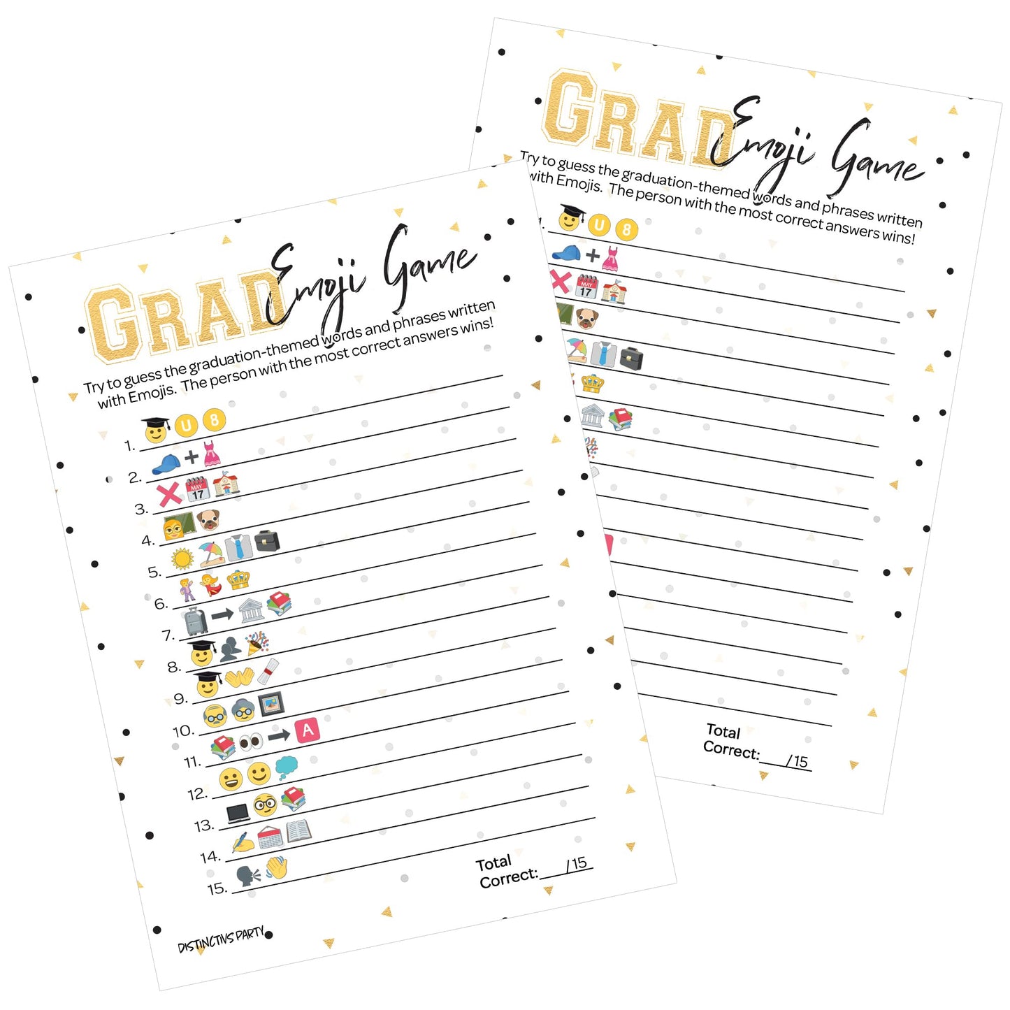 Distinctivs Graduation Party Emoji Game - 25 Players