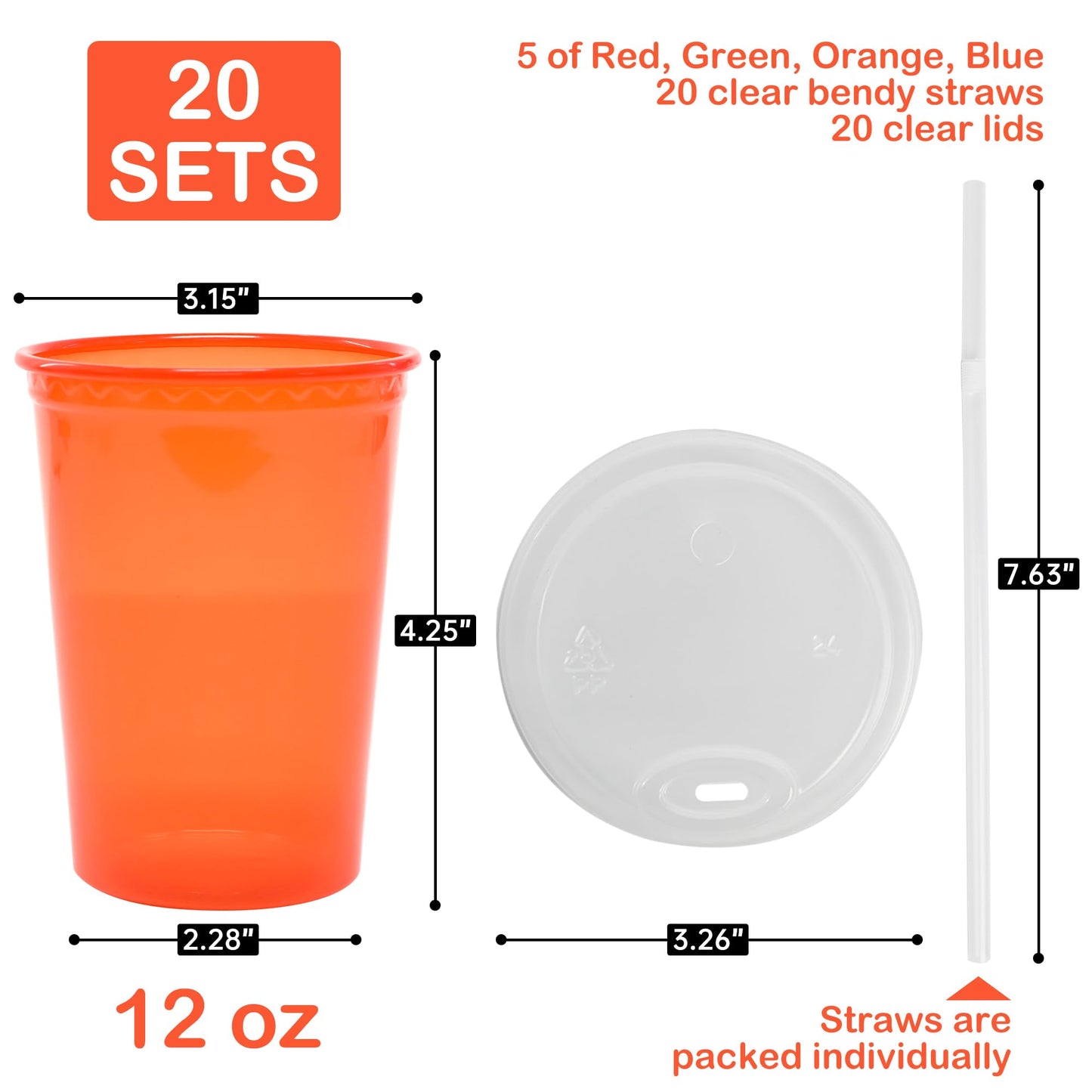 L LIKED 12 Oz Kids Sippy Cups, 4 Colours Assorted Total 20 Count Spill Proof Reusable Cups, BPA-Free, Perfect for Party