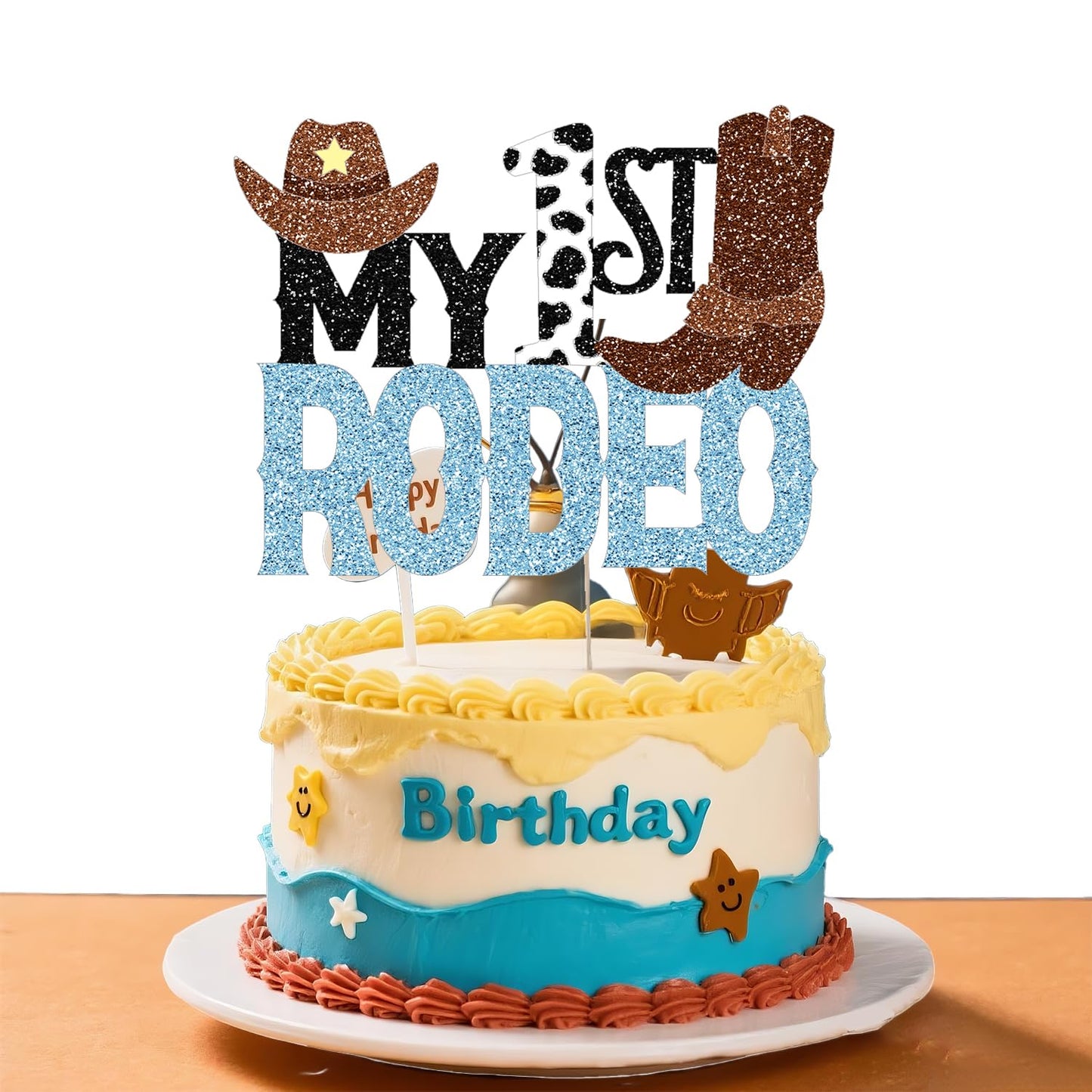Birthday Cake Topper (Blue 1St Rodeo)