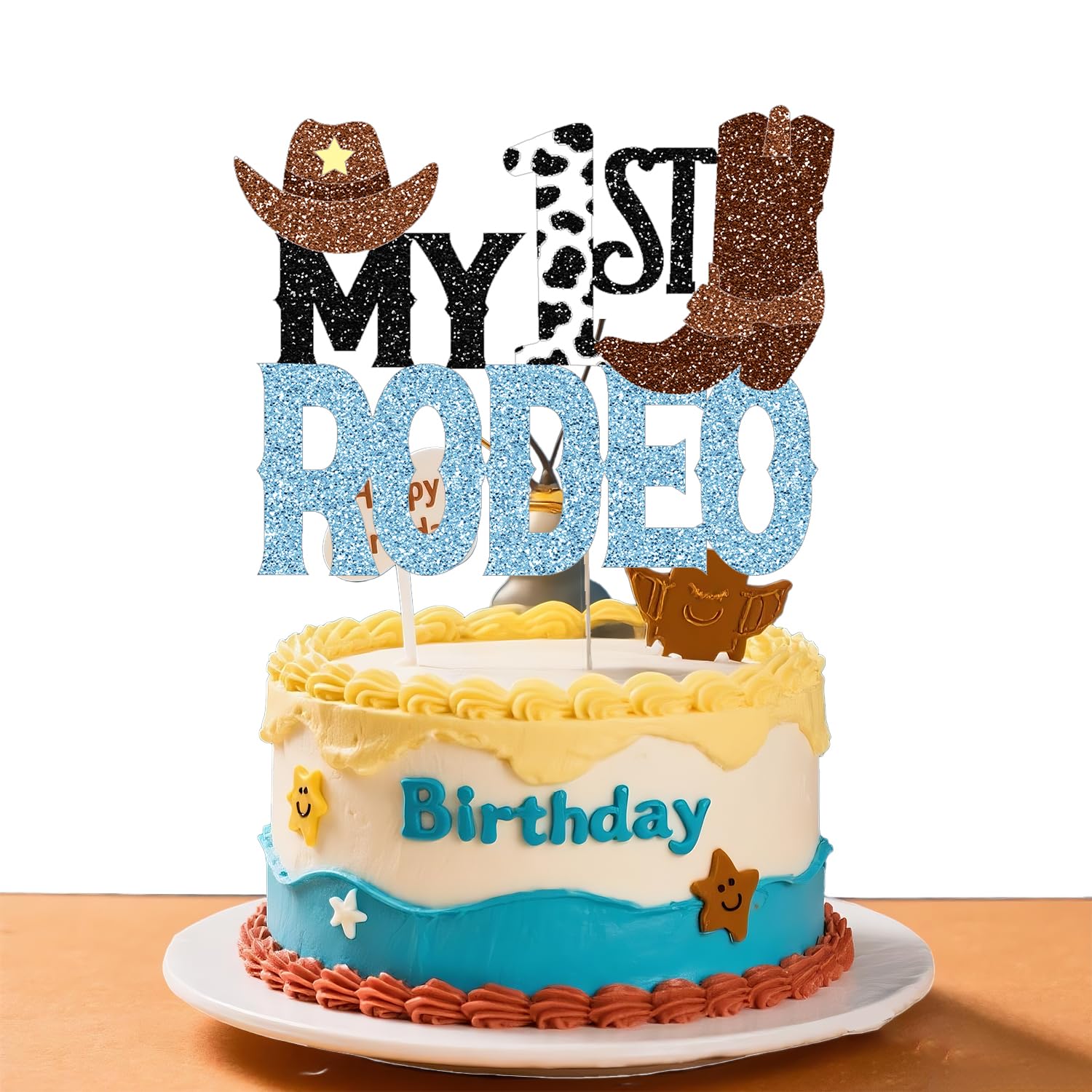 Birthday Cake Topper (Blue 1St Rodeo)