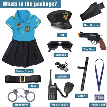 Toylink Girls Police Officer Costume For Kids Halloween Police Dress Up Role Play Cop Costume With Toy Accessories