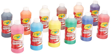 Crayola Premier Non-Toxic Liquid Tempera Paint Set (12 Set), Assorted Vibrant Color
