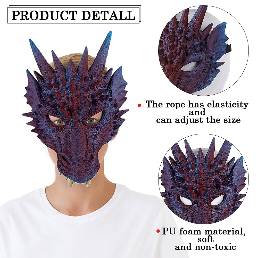 Darlion Kids Dragon Wings Costume Children'S Props Cosplay Wing Dinosaur Tail Mask Set (Purple)