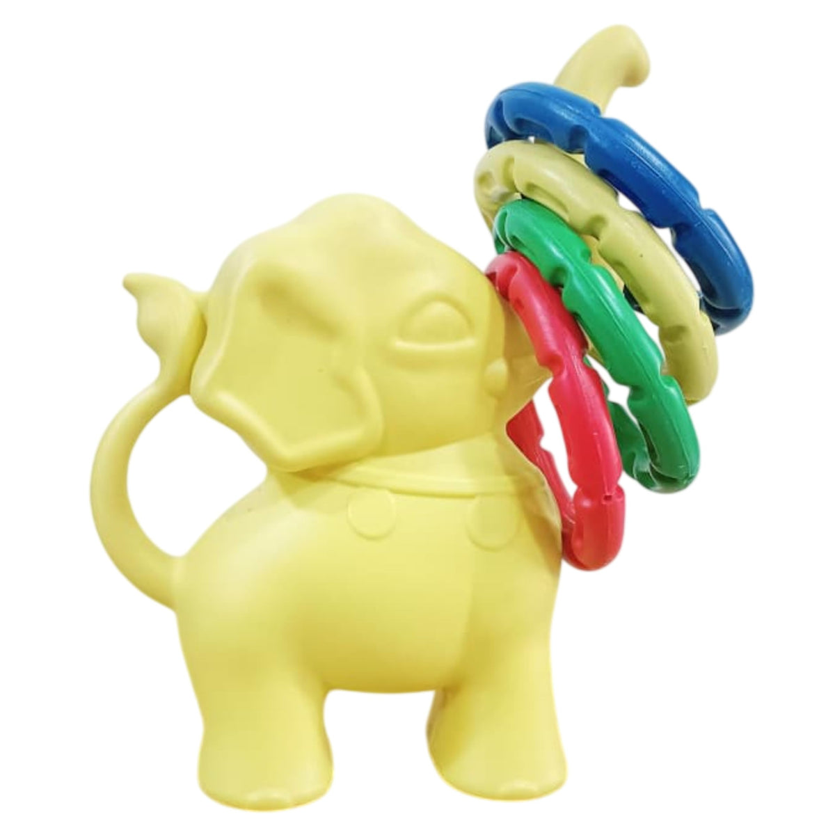 Toggle Play Baby Elephant Rattle & Ring Toss Game Toy With Colorful Rings | Bpa Free Soft Plastic (Yellow)
