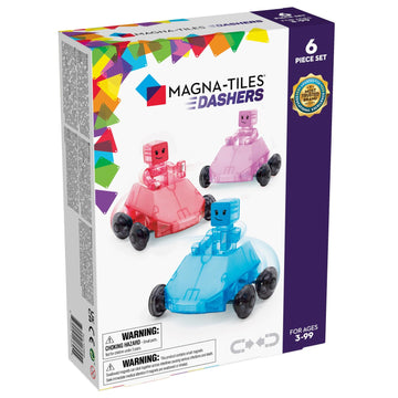 Magna-Tiles Dashers 6-Piece Magnetic Construction Set, The Original Magnetic Building Brand, Small