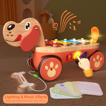 Baby Xylophone Musical Car Toy For Toddlers, Dog Truck Toys For 18M+ 2 3 Years Old Kids, Best Christmas Birthday Gifts For Boys