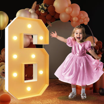 Imprsv 3Ft Light Up Numbers, Marquee Numbers For 60Th Birthday Decorations Anniversary Party Decor, Mosaic Numbers For Balloons