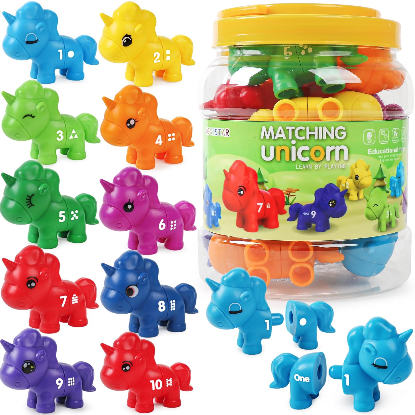 kizh Montessori Numbers Matching Counting and Sorting Game for Toddlers Fine Motor Toy Preschool 1-10 Recognition Learning Toy E