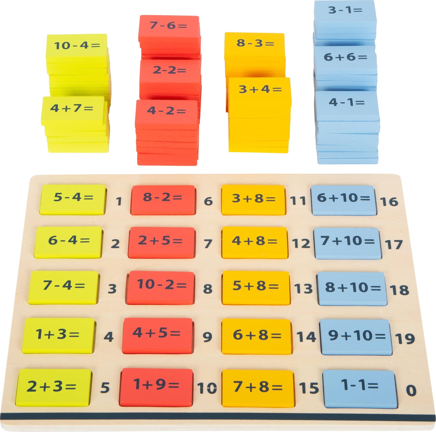 Small Foot Wooden Math Tiles - Educational Toy for Kids 3+, Small, Multi, Model 10716