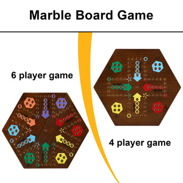 Medikaison Wahoo Marble Board Game 4 And 6 Players 2 Sided Painted Thicken Wood Aggravation Board Game For Family Friends Party