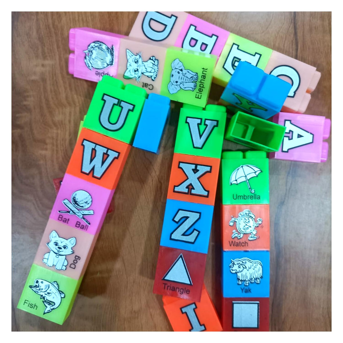 Abc Blocks For Kids, Board Games, Alphabet Learning Toy Set, Educational Toys For 3 Year Old Boys Girls, Stacking Building Block