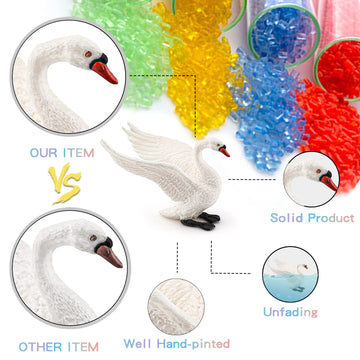 Lc Joycre 4Pcs White Swan Figurine Goose Toy Swan Toy Animal Figure For Toddlers Preschool Animals Figures Eduactional Project D