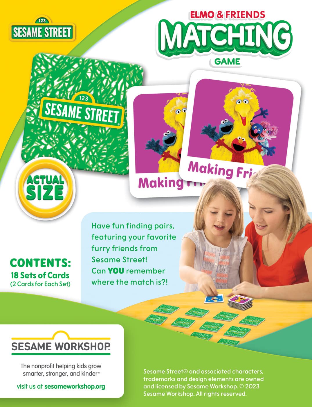 MasterPieces Sesame Street Matching Game for Kids - Fun Family Game, Assorted Colors, Model 42112