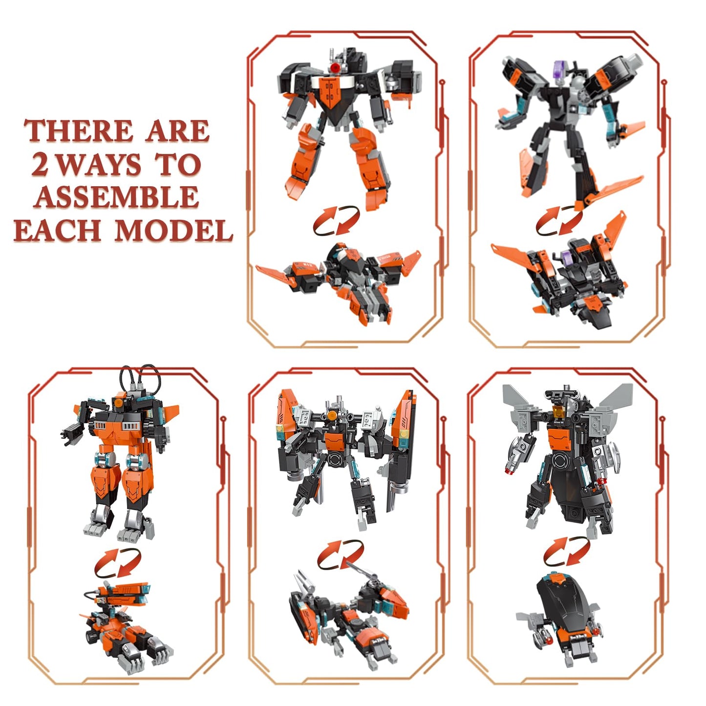 Qwljyfv Mech Robot Transforming Building Set For Adults,Hero Knight Model Building Kit,Creative Stem Robots Toy Gift For Kids Bo