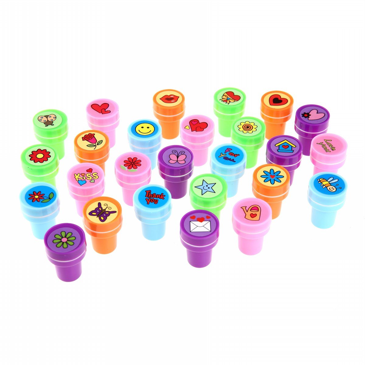 LUCKYBIRD Self-Inking Stamps for Kids - Heart Toy Stamp Set, Funny Plastic Stamps, 26 Count