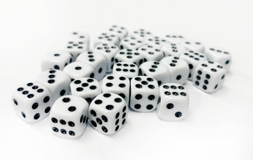 30X D6 Dice Pack | 10Mm Classic White Spot Six Sided Dice Set | For Classic And Professional Tabletop Dice Games | By Warlord Ga