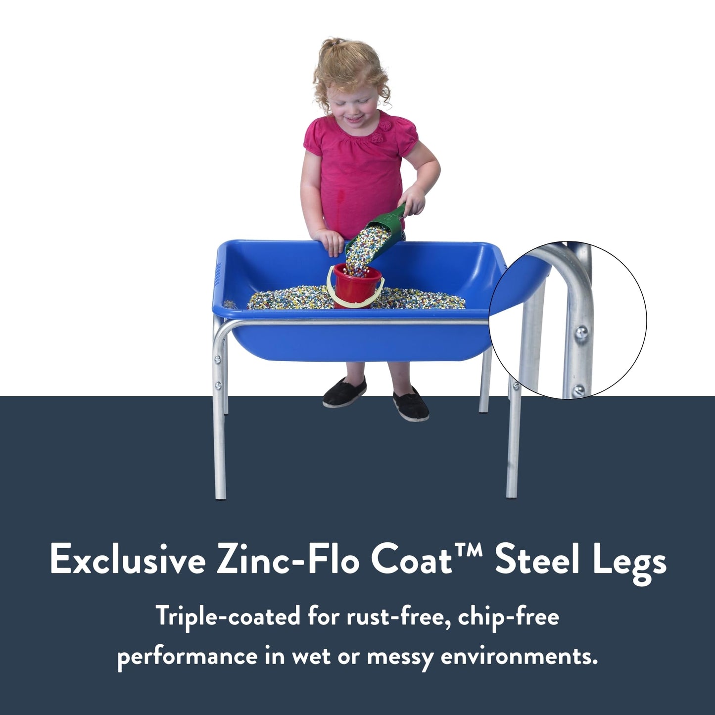 Children's Factory 18" Sensory Table - Blue Plastic Sandbox & Water Table for Kids, Model 1132, Medium Size
