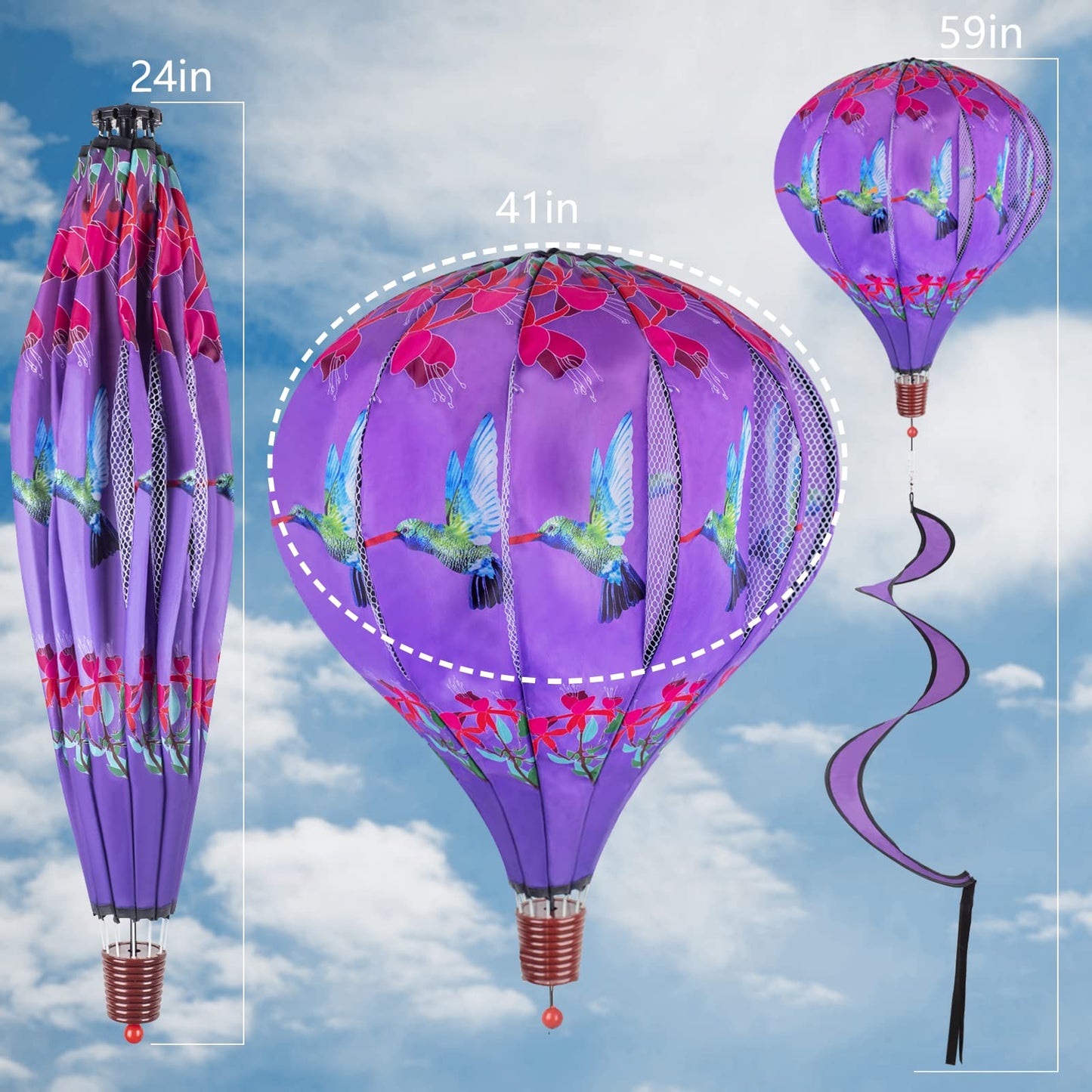 2Pack Hot Air Balloon Wind Spinner Garden Windmills And Spinners Decorations Large Outdoor Hanging Decor Lawn Yard Windsock Orna