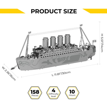 Metal-Time 3D Titanic Lost At Sea Scale Stainless Steel Model Patented Technology Handcrafted Creations | Unique Decoration Coll
