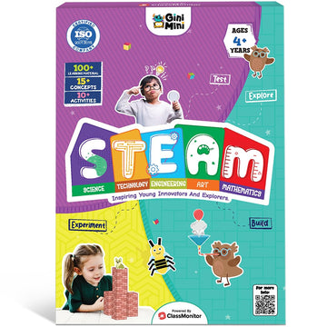 Ginimini Steam Kit - 15+ Concepts, 10+ Activities, 100+ Materials - Science, Technology, Engineering, Art, Math Learning For Kid