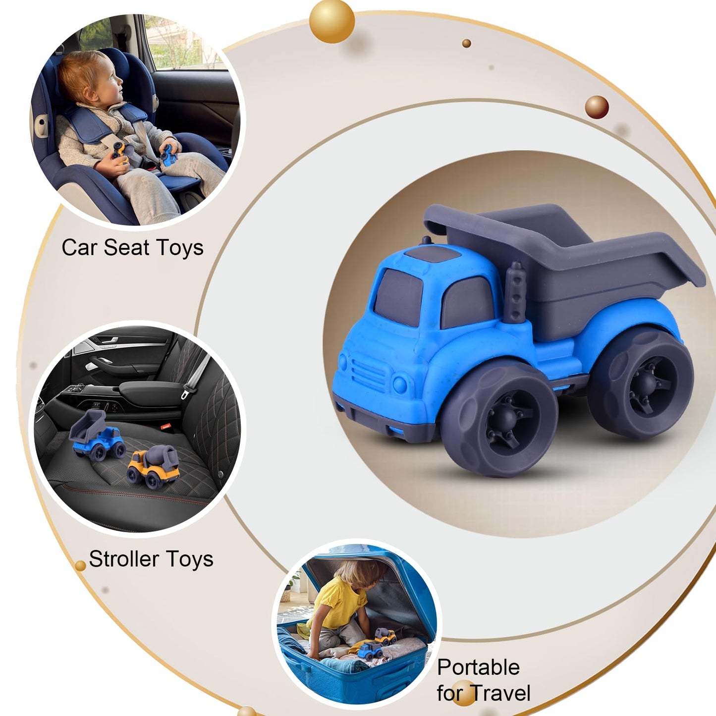 Aigitoy Toddler Car Toys For 3 4 5 Year Old, Bpa Free, Phthalates Free, Pvc, Dump Truck, Mixer Cement, Easter Basket Christmas B