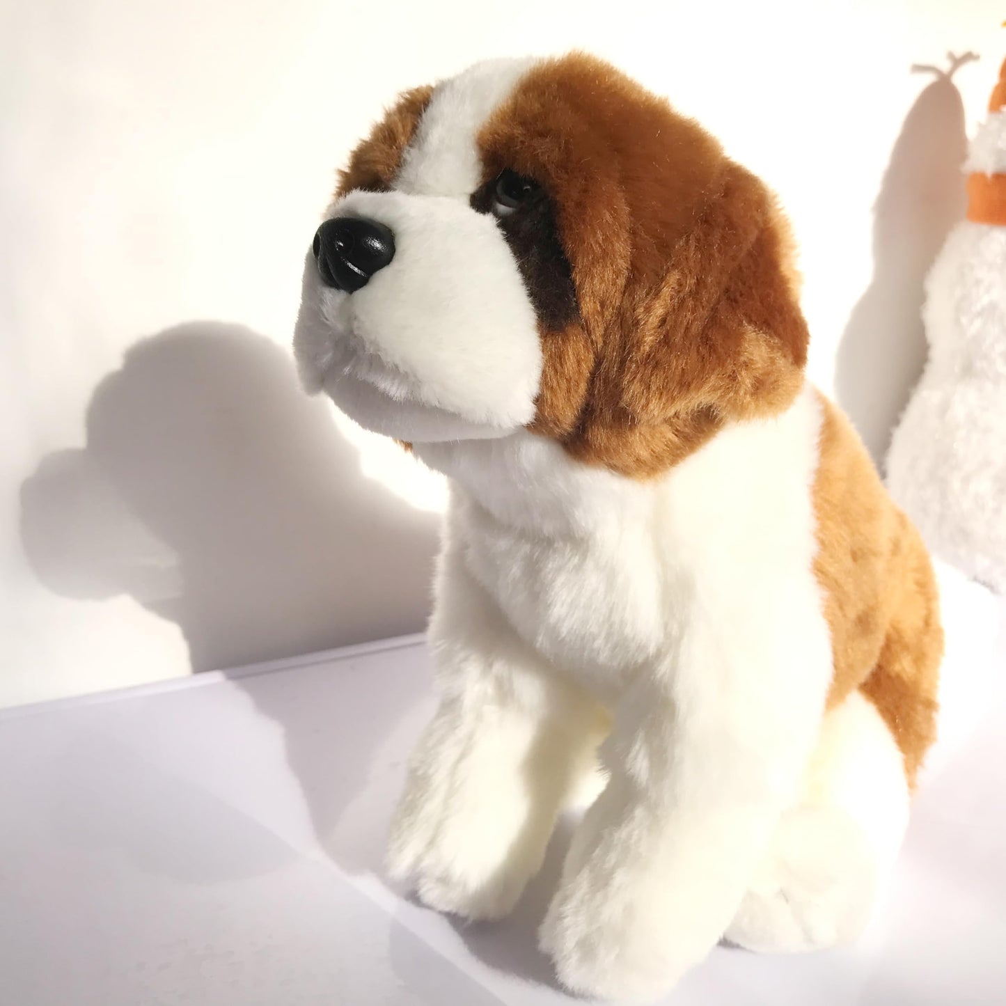 Jianeexsq 10Inch Realistic Saint Bernard Dog Stuffed Animal, Lifelike Siberian Dog Model Plush Toy, Kids Birthday Gift