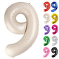 Cream Number 9 Balloon 40 Inch, 9 Balloon Number, 9Th Birthday Decorations, Cream Party Supplies For Boys Girls