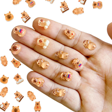 100PCS Mini Capybara Decor for Dollhouse Resin Tiny capybaras for Crafts Micro Miniature Capybara for Fairy Garden Dollhouse Mic