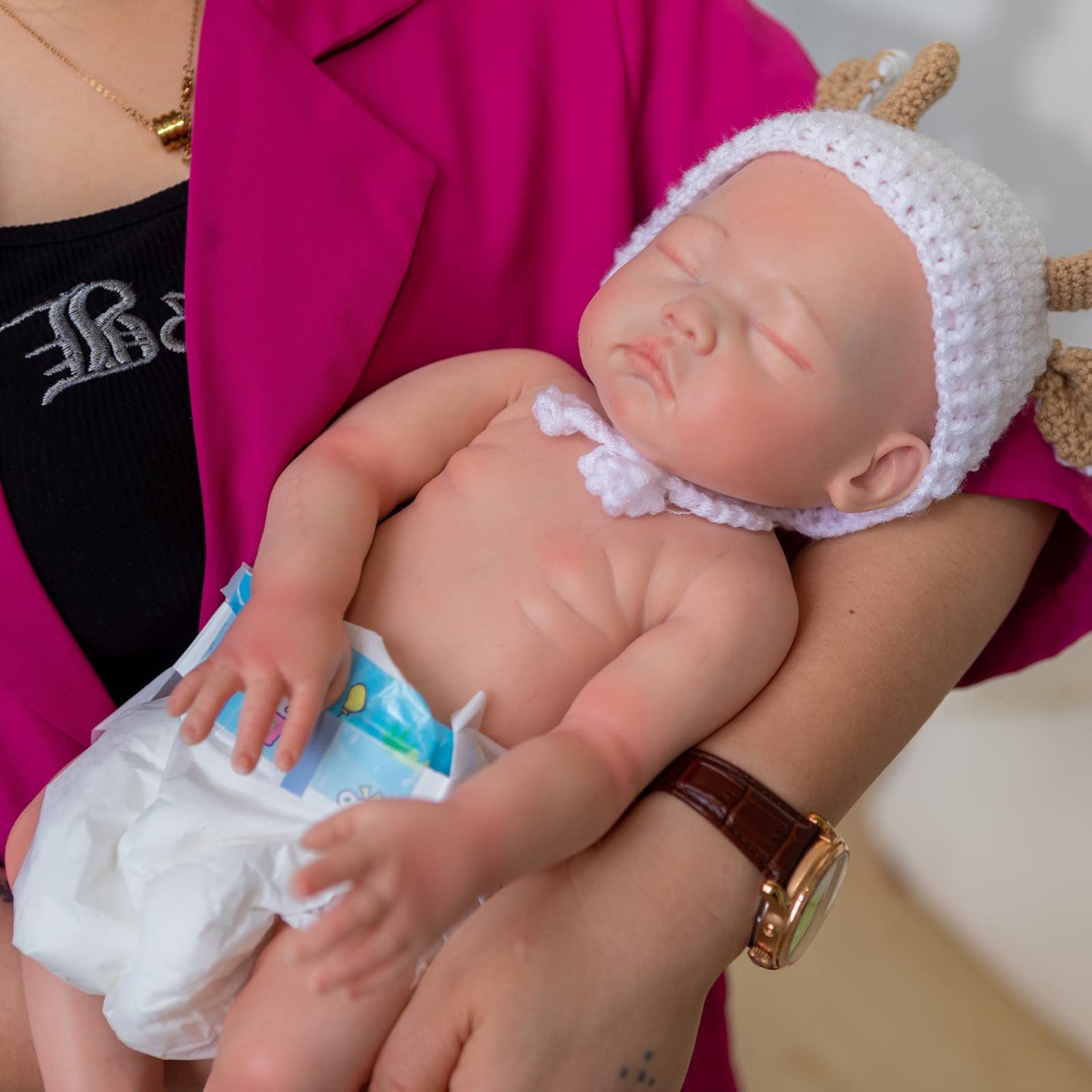 Ocsdoll Realistic Newborn Baby Doll 19Inch 6.5Lbs Platinum Liquid Full Solid Soft Silicone Reborn Baby Doll Girl Lifelike Baby Doll Weighted Sleeping Doll Closed Eyes