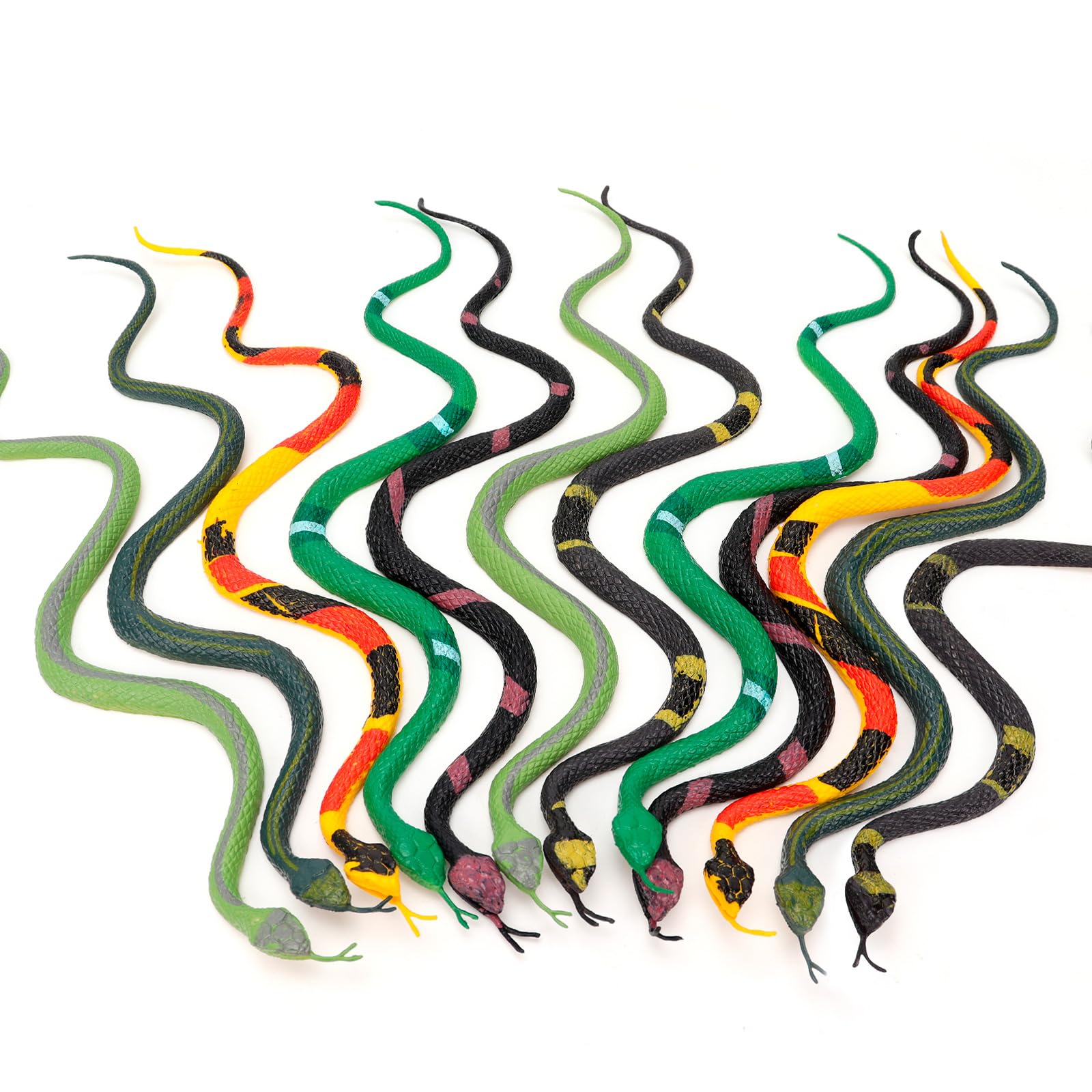 Hfatmos 12 Pcs Realistic Rubber Snakes Colorful, Mini Plastic Snakes ...