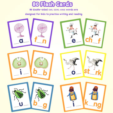 Alened Phonics Sight Words Flash Cards Kindergarten, Cvc Word Games Vowel Spelling Flashcards Learn To Read Write Montessori Edu