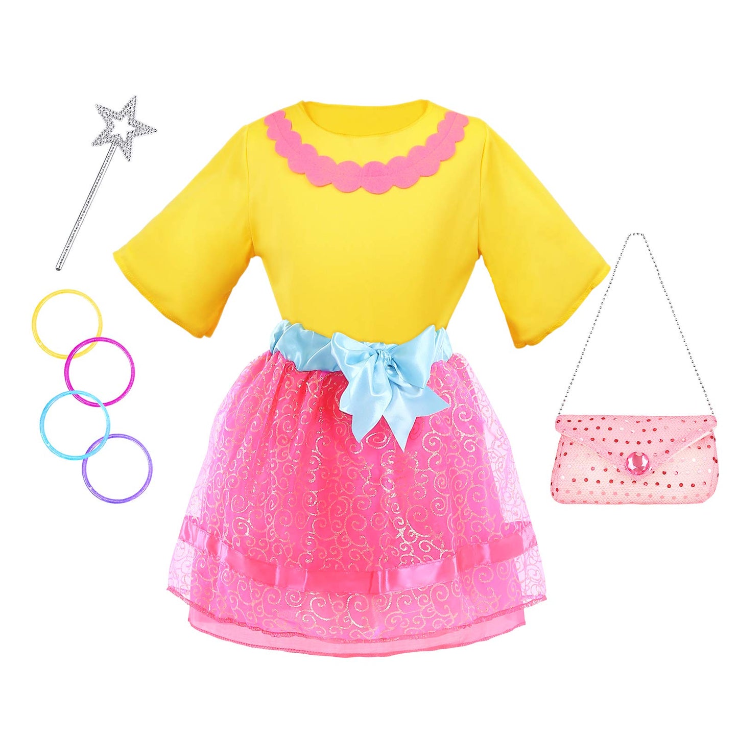 Teuevayl Little Girl Dress Up Trunk Set, 20Pcs Girls Pretend Play Princess Role Play Costumes Set, Singer, Princess, Fairy Costu