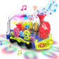 Kizeefun Light Up Train Toy For Toddlers: Transparent Gear Car Toy For Kids With Cool Light And Music Educational Crawling Toys For Baby Boys And Girls