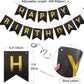 Happy Birthday Banner,Happy Birthday Decorations Black And Gold Birthday Flag Bunting For Birthday Party Backdrop Decor,Happy Bi
