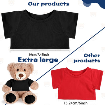 Roundfunny Bear Tee Shirt Fit 14-18Inch Bear Clothes Stuffed Animal Clothes Shirt Basic Stuffed Bears Dolls Shirt, Black