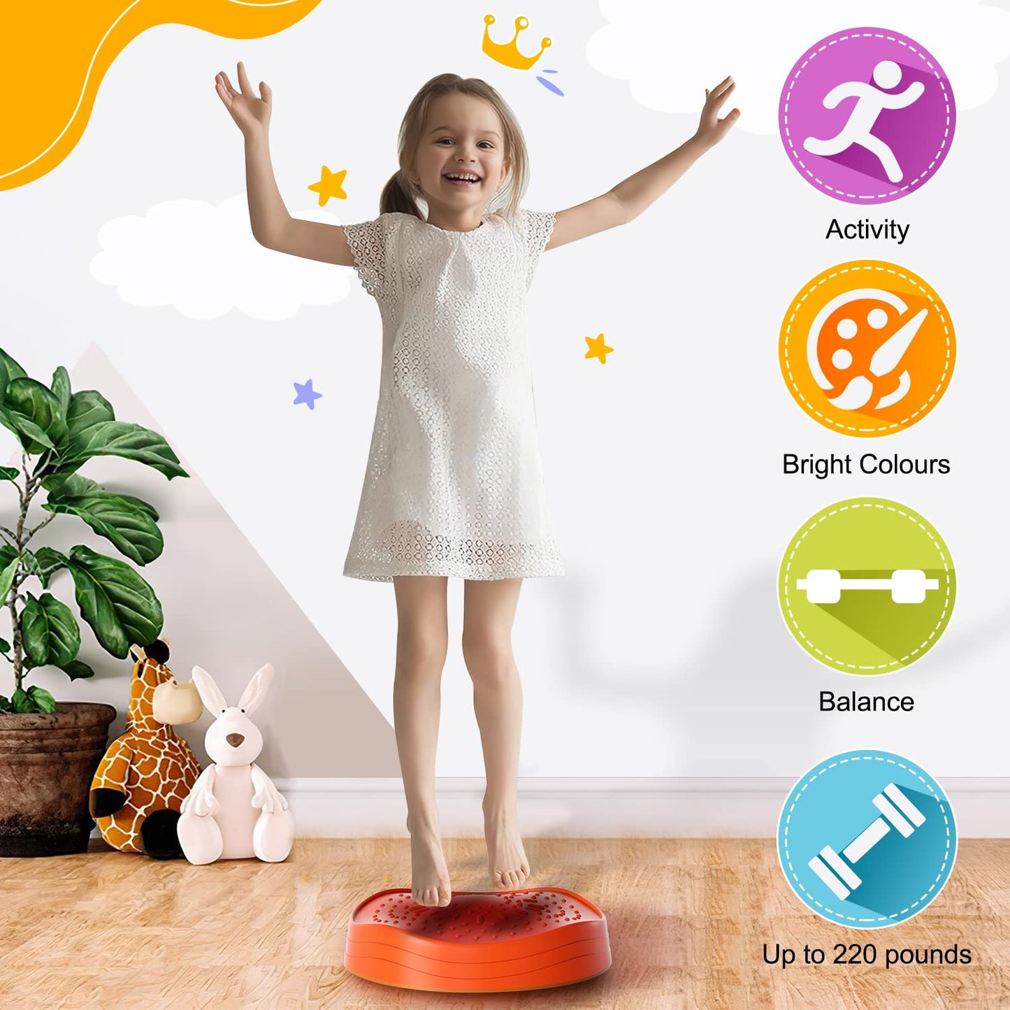 Kirumie Stepping Stones For Kids, 5Pcs Non-Slip Plastic Balance River Stones For Kids, Promoting Children'S Coordination Skills