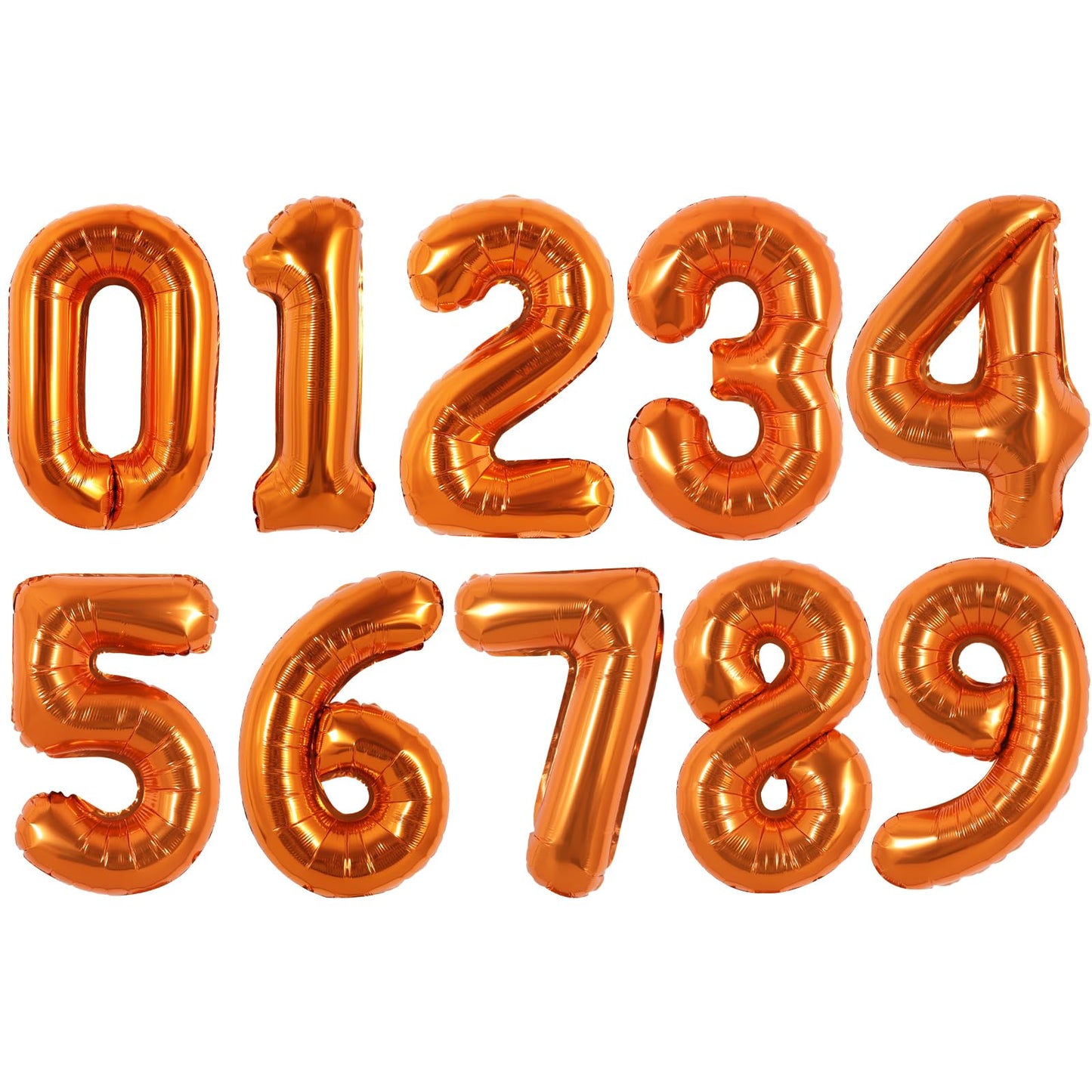 TONIFUL Balloons 16 Inch Orange 0-9 Number Mylar Foil Balloons 10 Pcs digitalal Balloons for 2026 New Year Eve Birthday Party En