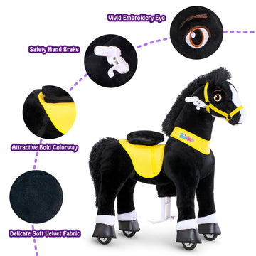 Ponycycle Kids Ride On Toys Horses For Toddlers 3-5 Essential Model E Ride On Horse Walking Horse Size 3 No Battery Or Electricity, Pony Cycle Plush Animal Giddy Up Spirit Riding Toys Black E338