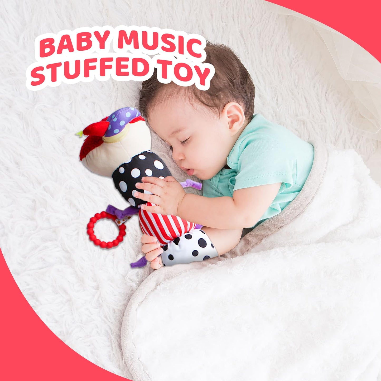 Baby Toy Plush Toy Musical Stuffed Animal Infant Soft Sensory Toys With Crinkle Rattles For Newborn 0-3-6-12 Months Birthday Gif
