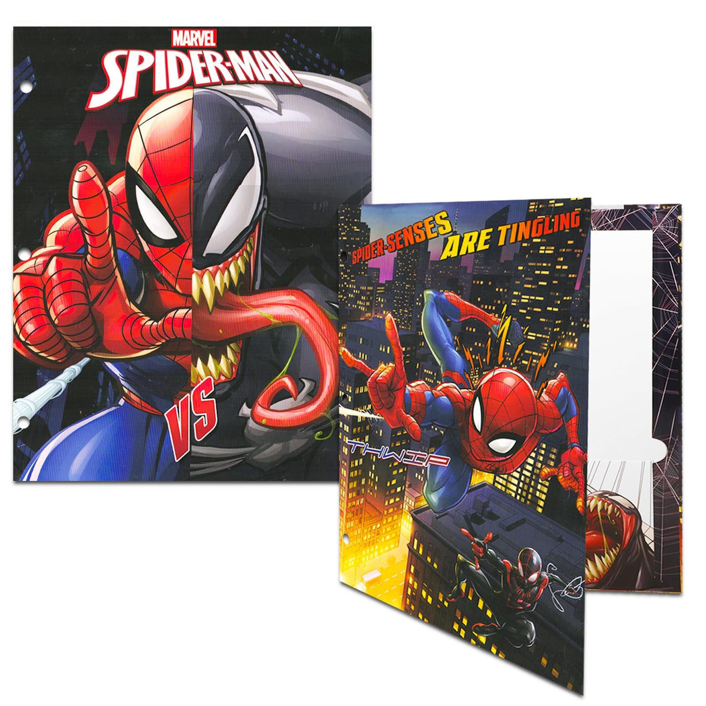 Marvel Spiderman School Supplies Set - Folder, Notebook, Erasers & Stickers - Fun Spiderman Design, Ideal for Kids